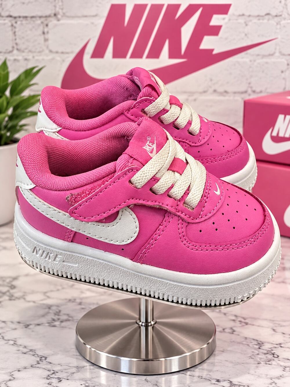 Nike Force 1 Low EasyOn Playful Pink White Toddler Sneakers Size 4C